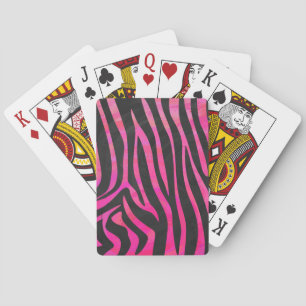 Zebra Schwarz und Hellrosa Druck Spielkarten