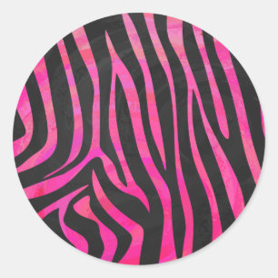 Zebra-Schwarz- und Hot-Pink-Print Runder Aufkleber