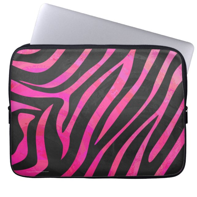 Zebra-Schwarz-und Pink-Druck Laptopschutzhülle (Vorderseite)