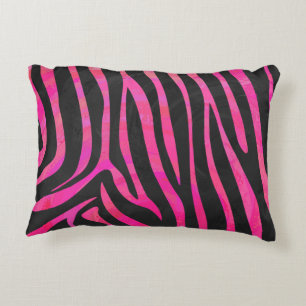 Zebra-Schwarz-und Pink-Druck Zierkissen
