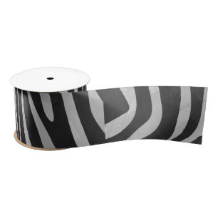 Zebra Schwarz-Weiß-Druck Satinband
