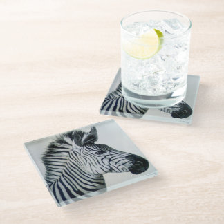 Zebra Schwarz-Weiß-Porträt Glasuntersetzer