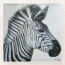 Zebra Schwarz-Weiß-Porträt Glasuntersetzer