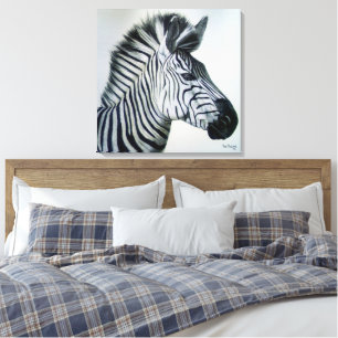 Zebra Schwarz-Weiß-Porträt groß Leinwanddruck