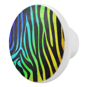 Zebra-Schwarzes und Regenbogen-Druck Keramikknauf