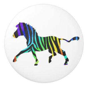 Zebra-Schwarzes und Regenbogen-Silhouette Keramikknauf