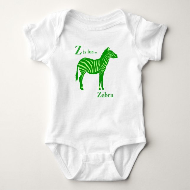 Zebra - Shades of Lime Green Baby Strampler (Vorderseite)
