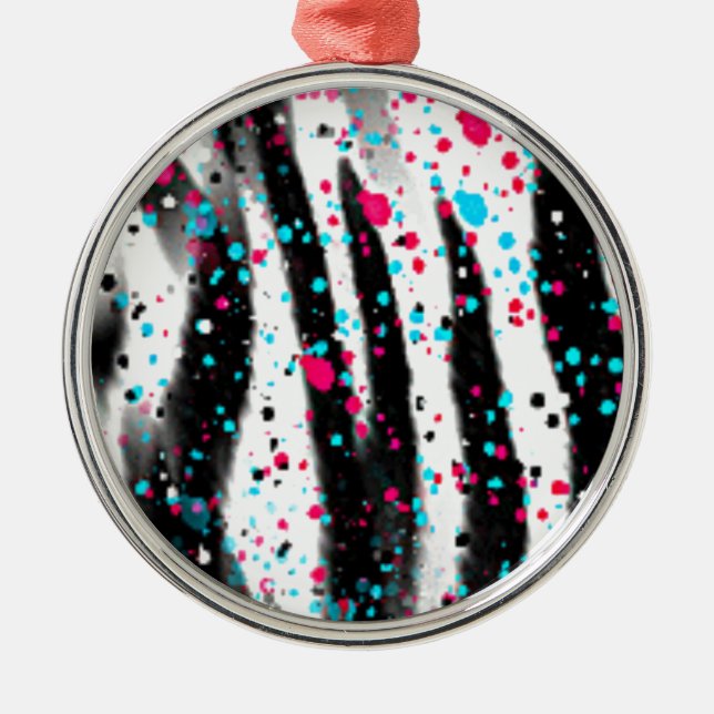 Zebra Silbernes Ornament (Vorne)