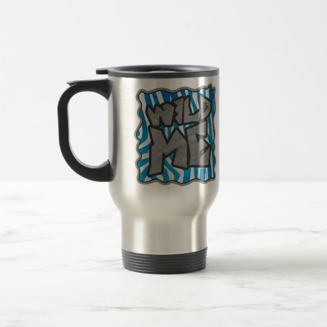 Zebra Silhouette Blau und Weiß Design Reisebecher (Links)