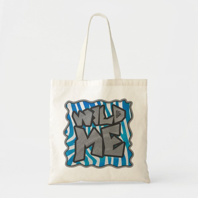 Zebra Silhouette Blau und Weiß Design Tragetasche (Vorne)