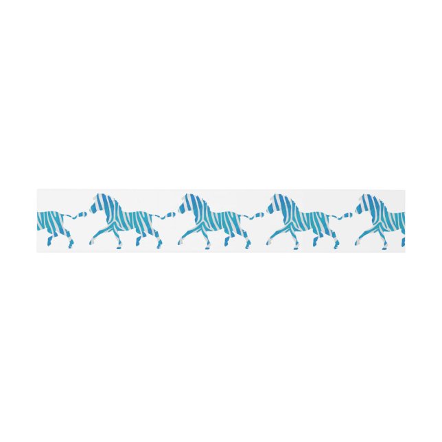 Zebra Silhouette Blau und Weiß Einladungsbanderole (Flach)