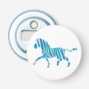 Zebra Silhouette Blau und Weiß Flaschenöffner