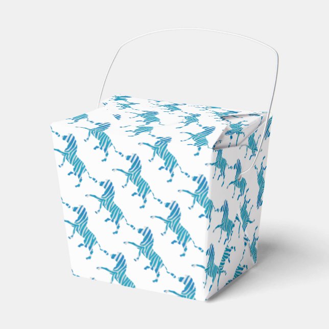 Zebra Silhouette Blau und Weiß Geschenkschachtel (Vorderseite)