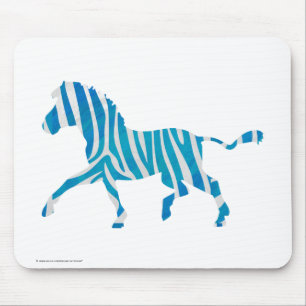 Zebra Silhouette Blau und Weiß Mousepad