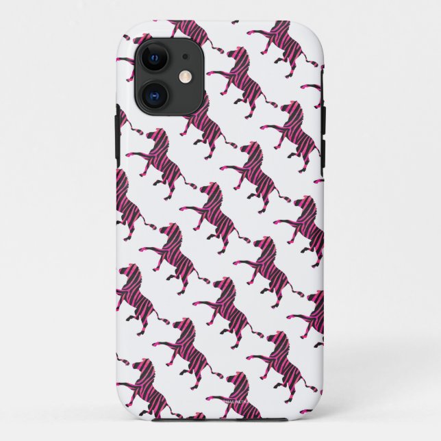 Zebra-Silhouette Schwarz und Heiß-Rosa Case-Mate iPhone Hülle (Rückseite)