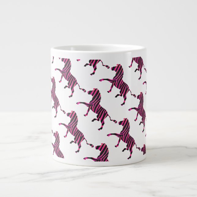 Zebra-Silhouette Schwarz und Heiß-Rosa Jumbo-Tasse (Vorderseite)