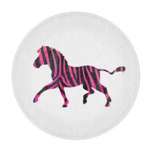 Zebra-Silhouette Schwarz und Heiß-Rosa Schneidebrett