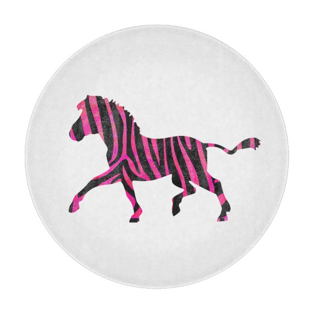 Zebra-Silhouette Schwarz und Heiß-Rosa Schneidebrett (Vorderseite)