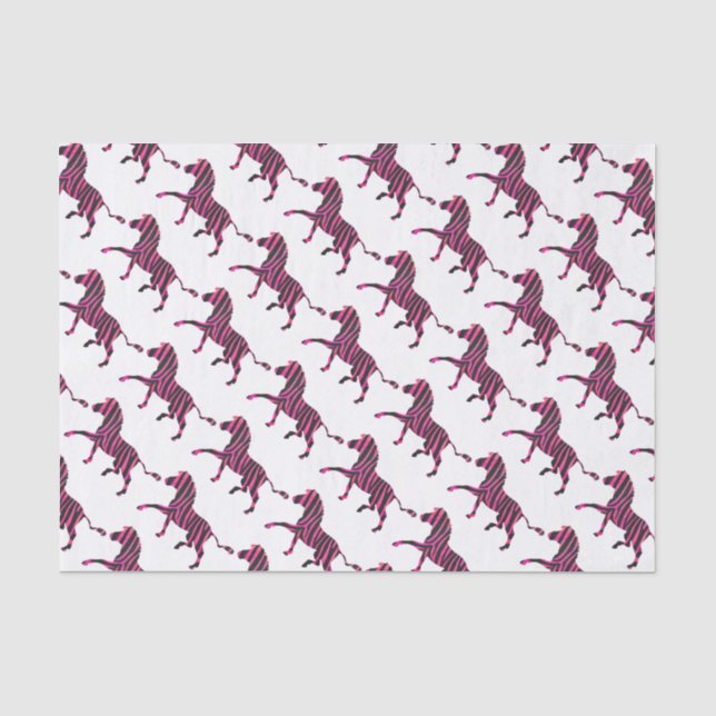 Zebra-Silhouette Schwarz und Heiß-Rosa Seidenpapier (Vorderseite)