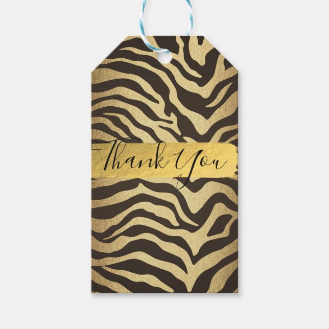 Zebra Skin Animal Print Gold Gefallen Geschenkanhänger (Vorderseite)