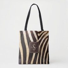Zebra Skin Brown & Beige Monogram