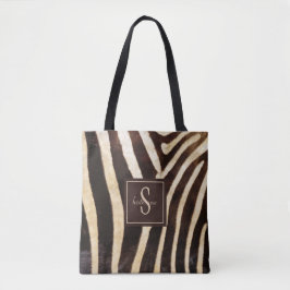 Zebra Skin Brown & Beige Monogram Tasche