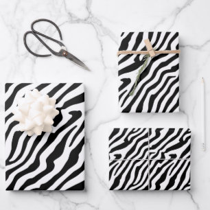 Zebra Skin Textur Streifen schwarz und weiß Geschenkpapier Set