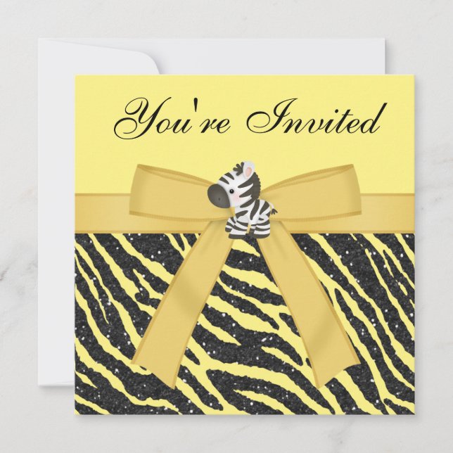 Zebra, Sonnenblumen & Animal Print Glitzer Party Einladung (Vorderseite)