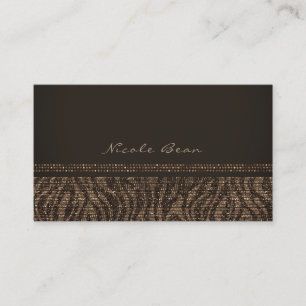 Zebra Sparkle Brown Gold Glam Chic Elegante Bling Visitenkarte