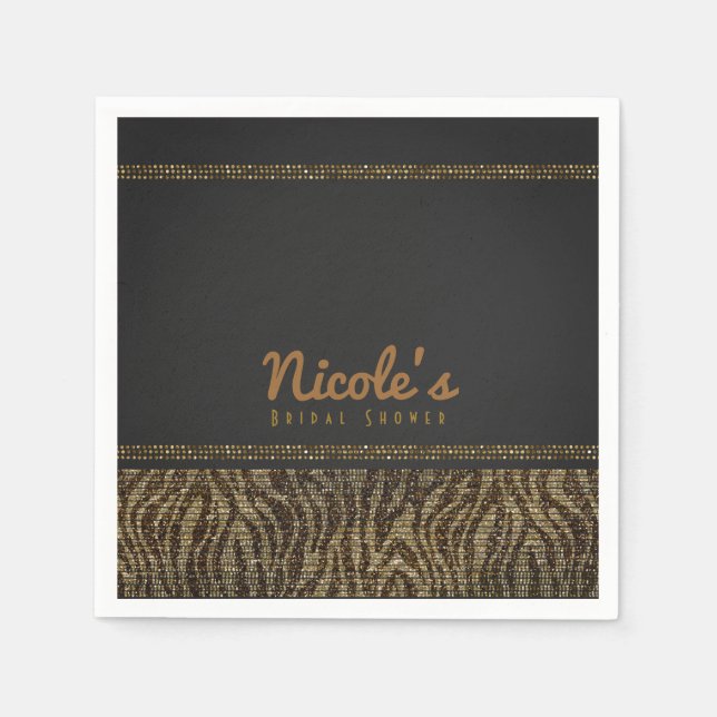 Zebra Sparkle Sequins Glam Chic Modernes Party Serviette (Vorderseite)