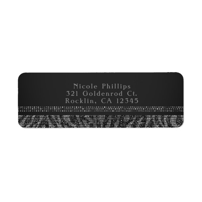 Zebra Sparkle Silver & Black Glam Eleganter Chic (Vorne)