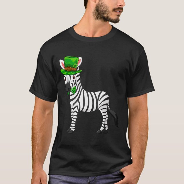 Zebra St Patrick S Day With A Leprechaun Hat Long  T-Shirt (Vorderseite)