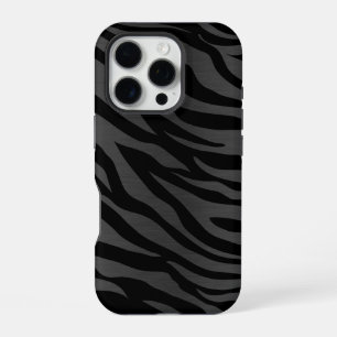Zebra Streifen auf dunkelgrau iPhone 16 Pro Hülle