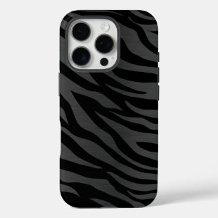Zebra Streifen auf dunkelgrau iPhone 16 Pro Hülle