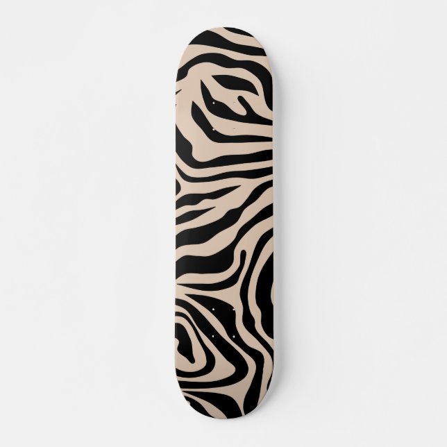 Zebra Streifen Cream Beige Schwarzes Wildtier Skateboard (Vorne)