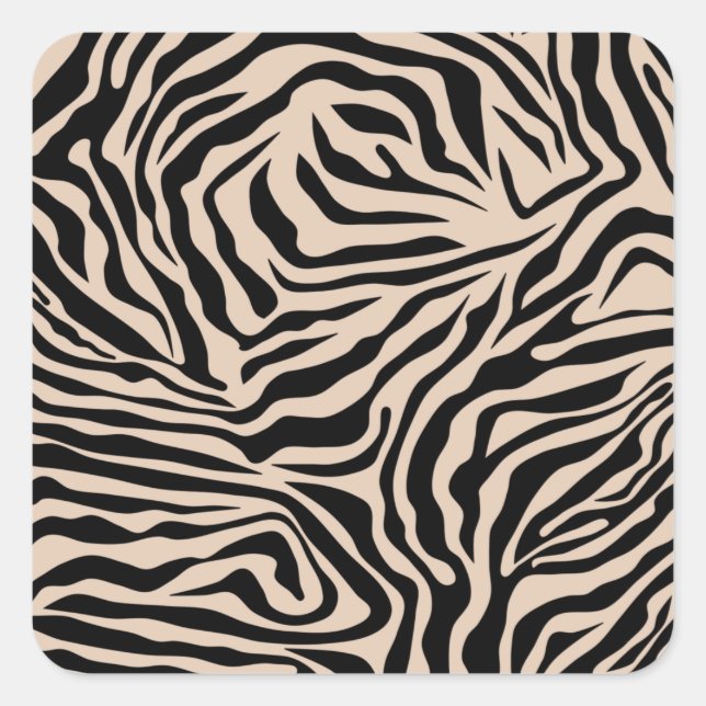Zebra Streifen Creme Beige Schwarz Wild Animal Pri Quadratischer Aufkleber (Vorderseite)