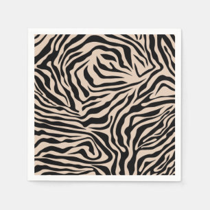 Zebra Streifen Creme Beige Schwarz Wild Animal Pri Serviette
