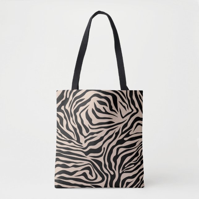 Zebra Streifen Creme Beige Schwarz Wild Animal Pri Tasche (Vorderseite)