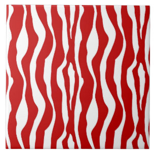 Zebra-Streifen - Deep Red und White Fliese