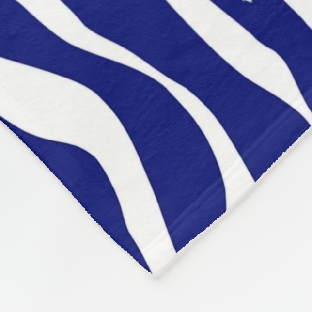 Zebra-Streifen - Dunkles Kobalt Blau und Weiß Fleecedecke (Ecke)