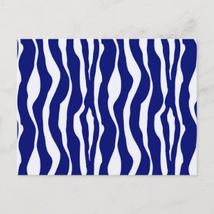 Zebra-Streifen - Dunkles Kobalt Blau und Weiß Postkarte