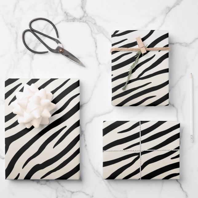 Zebra Streifen Exotic Animal Print Geschenkpapier Set (Vorderseite)