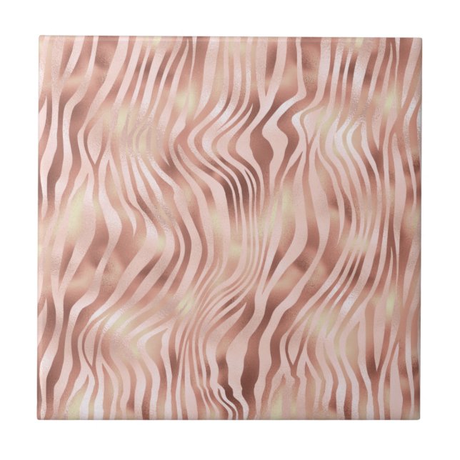 Zebra Streifen Hellrosa Bronze Fliese (Vorderseite)