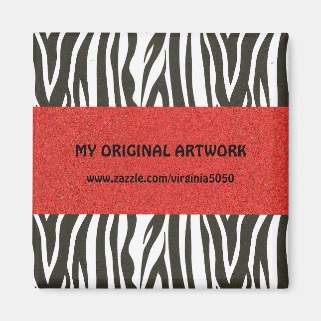 Zebra Streifen in Schwarz und Weiß mit rotem Strei Magnet (Vorne)