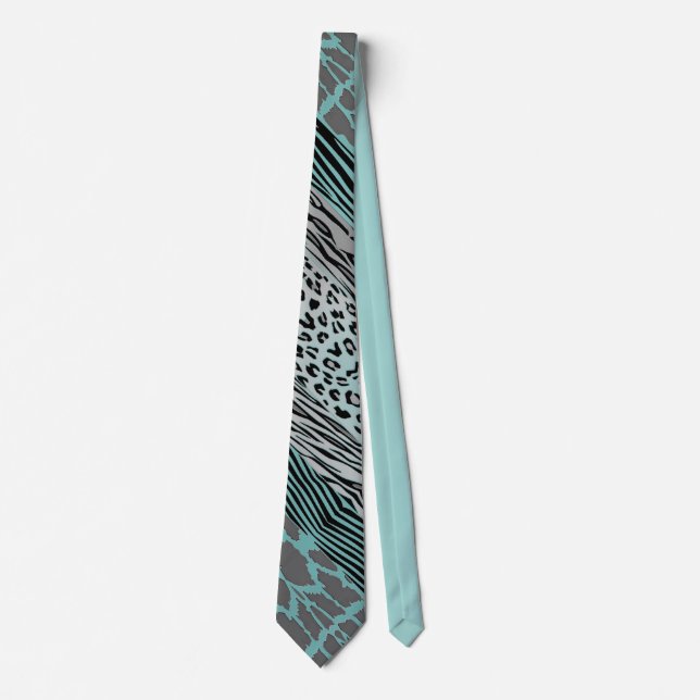 Zebra-Streifen-Krawatte von Grauen und Aqua Krawatte (Vorderseite)