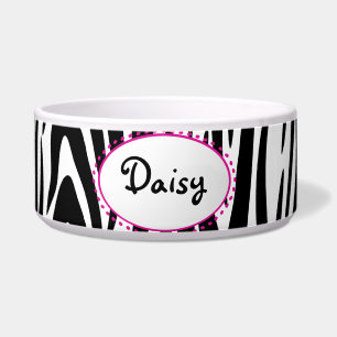 Zebra Streifen mit Individuelle Name Napf