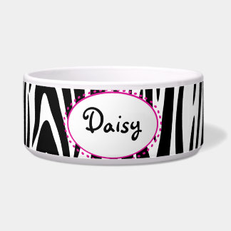 Zebra Streifen mit Individuelle Name Napf