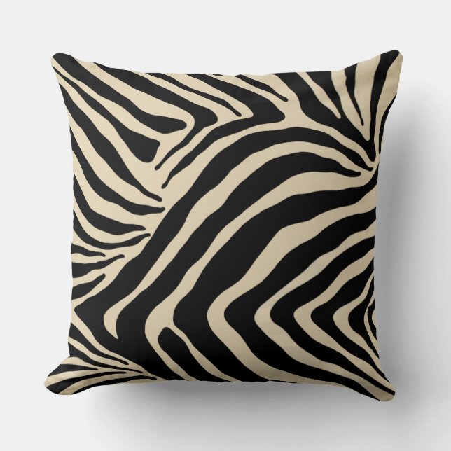 Zebra-Streifen mit schwarzer Rückseite Kissen (Vorderseite)