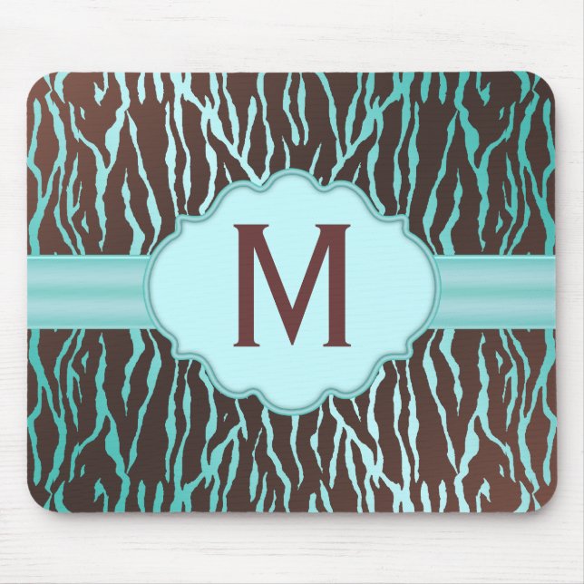 Zebra Streifen Monogramm Mousepad (Vorne)