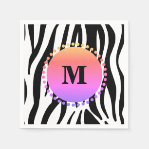 Zebra-Streifen-Monogramm Serviette